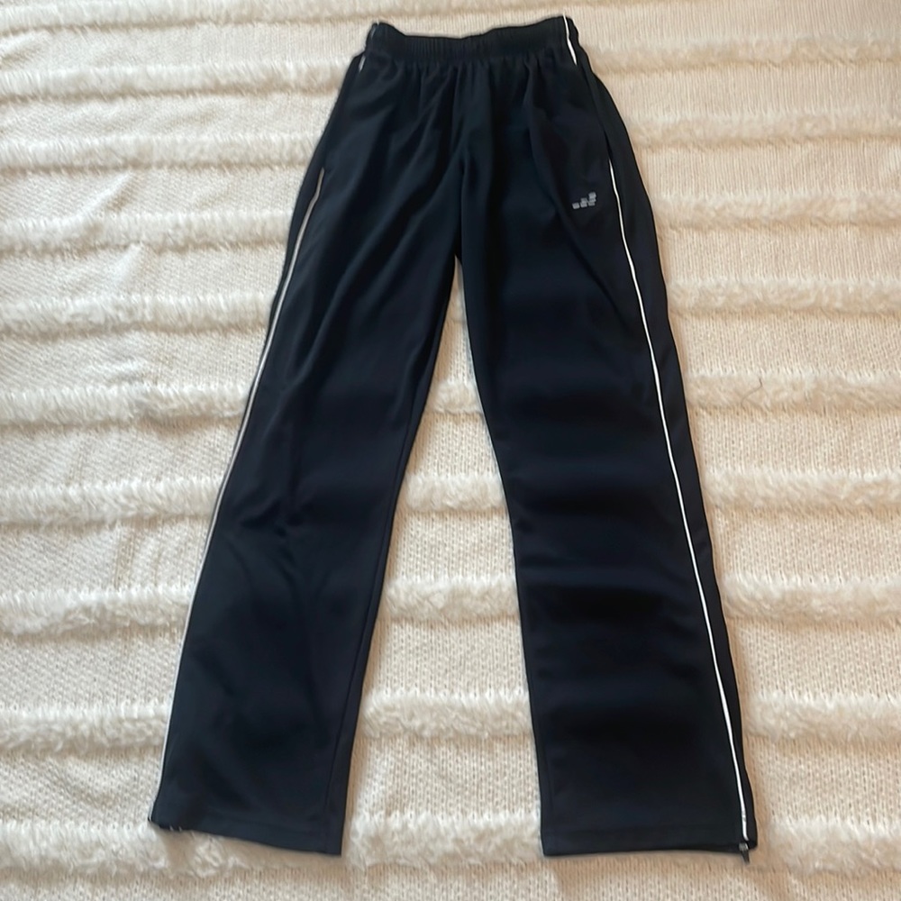 BCG athletic pants joggers zipper legs pockets drawstring black men size small S